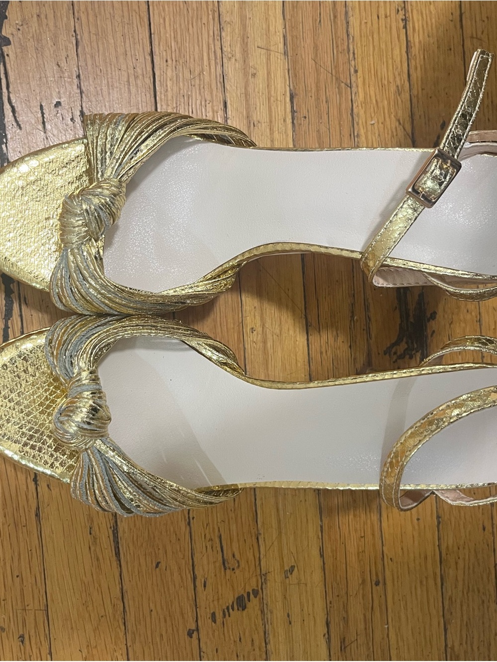Gold Knot Slide Sandals for Women - Metallic Gold